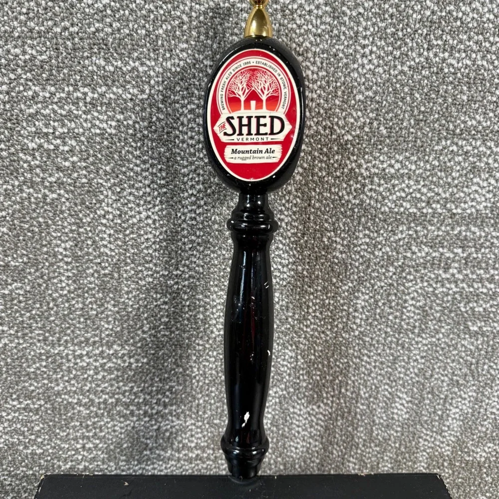 The Shed Brewery Mountain Ale Beer Tap Handle Black Red Vermont Bar Decor